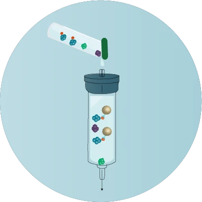 Chromatography column with blue background